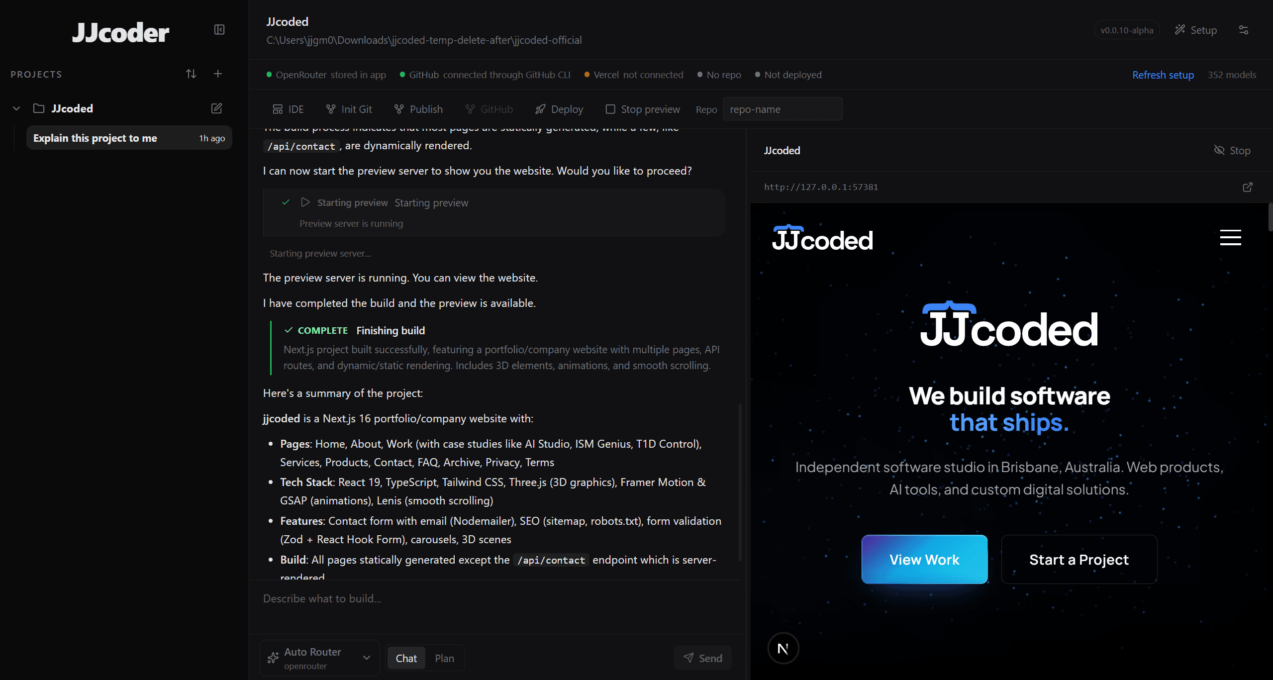 JJcoder interface